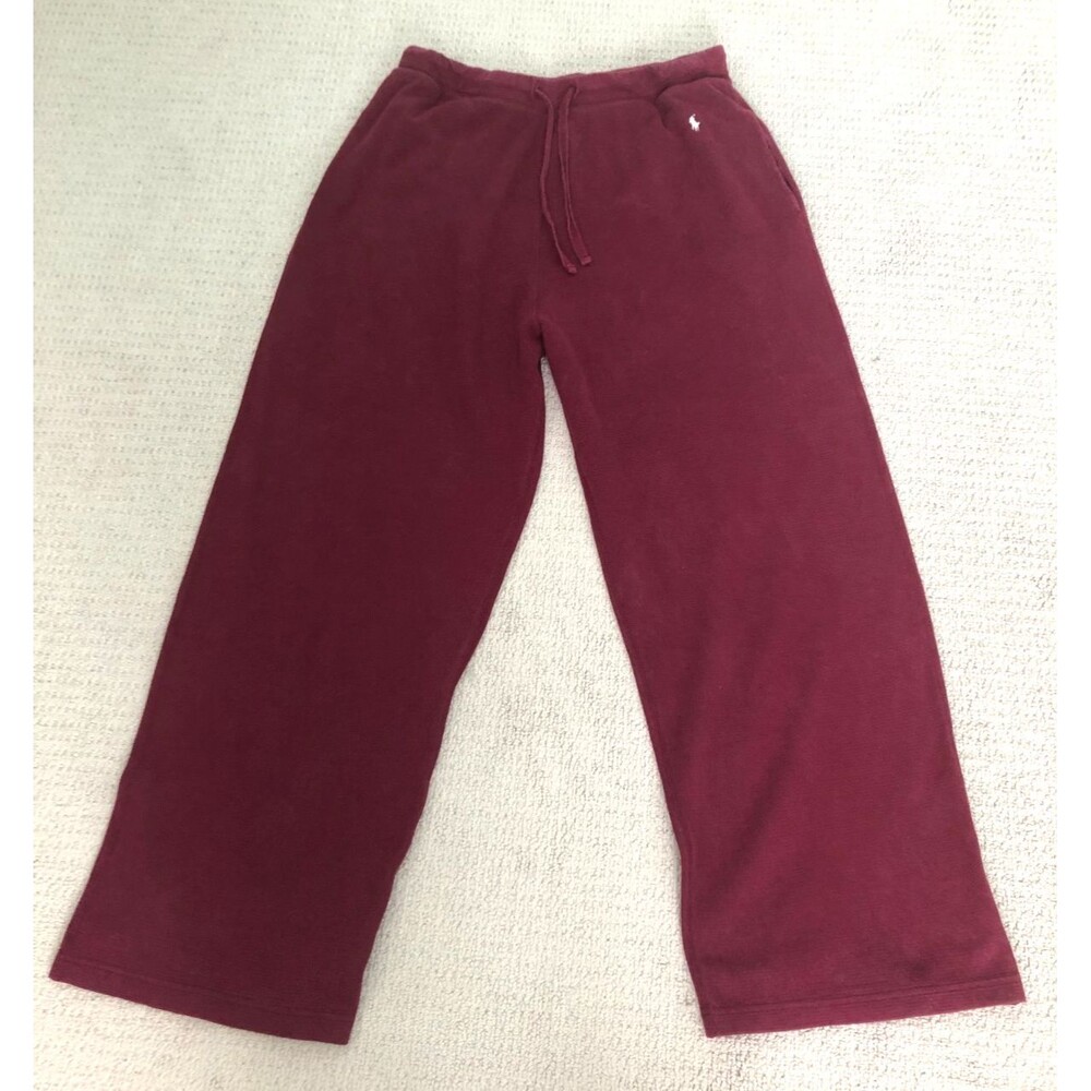 Polo Ralph Lauren Sleepwear Pajama Pants Mens Large Burgundy Waffle Knit Pony